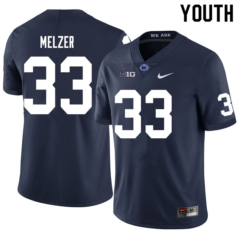 Youth #33 Corey Melzer Penn State Nittany Lions College Football Jerseys Sale-Navy